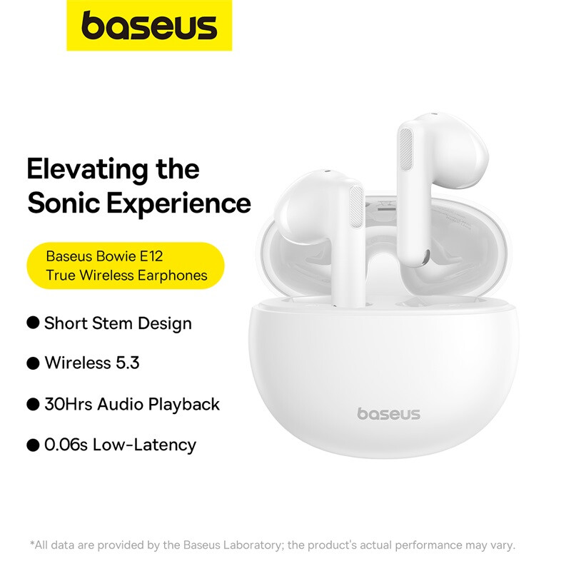 E12 True Wireless Earphones - Moon White