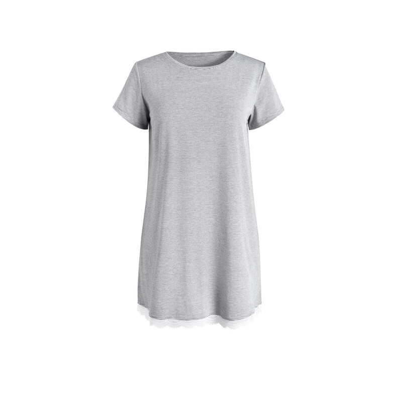 round-neck dark grey short sleeved knitted dress M