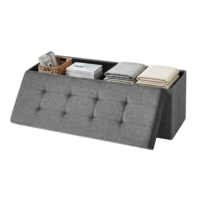 JOYFURNOS Storage Chest, Storage Ottoman Bench, 38 x 110 x 38 cm, for Living Room, Bedroom, Entryway, Dark Grey