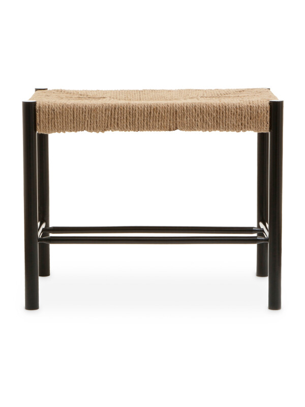 Interiors by Premier Stool Bandar Beech Wood & Hemp Rope Black/Natural