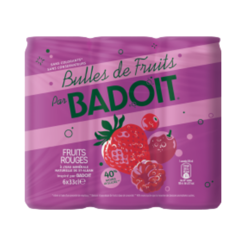 Eau Gazeuse Aromatisée Fruits Rouges Badoit Le Pack De 6 Canettes De 33cl - vue 2