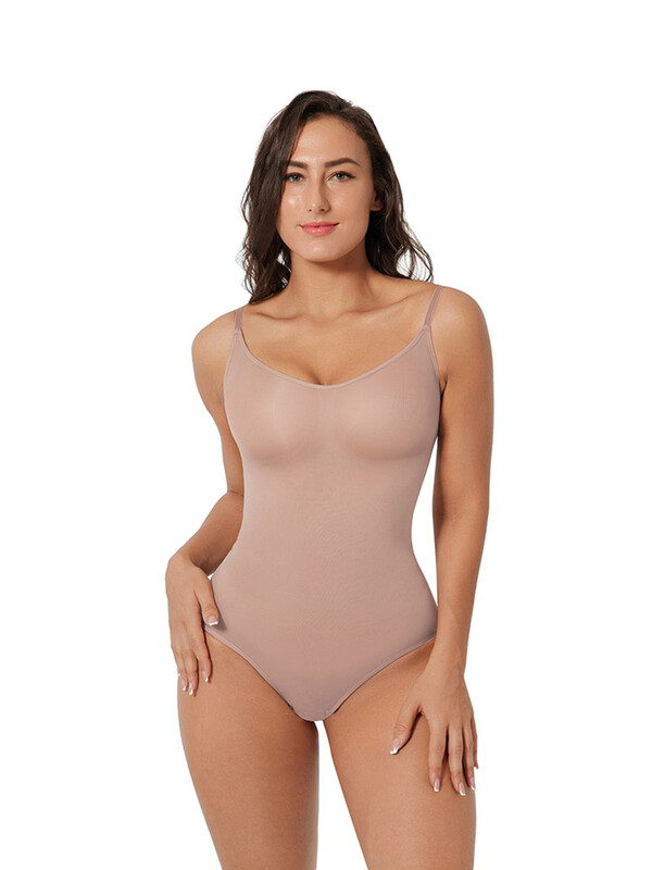 Everyday Wear Seamless Comfortable Hip-hugging Panties Ruched Bust Bodysuit for Women
