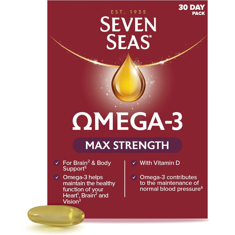 Seven Seas Omega-3 Fish Immune Support Oil Capsules Max Strength With Vitamin D - 30 Capsules