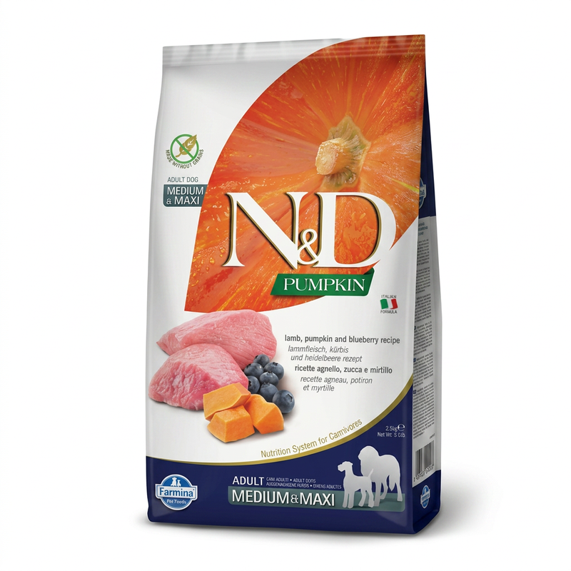 Farmina N&D Pompoen Lam Adult Medi/Maxi Hondenvoer 2,5 kg