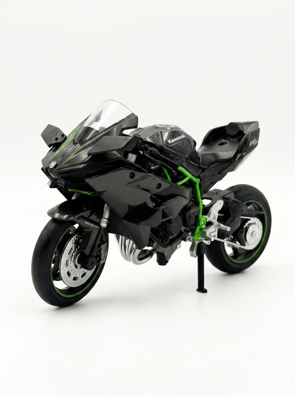 CCA 1:12 Kawasaki Ninja H2R Motorrad - Schwarz Metall-Motorradmodell, Lenker beweglich, Federung, Gleitfunktion, Kinderspielzeug, Sammler-Motorradmodell, Geschenk
