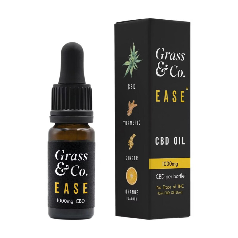 EASE CBD Oil 1000mg Ginger Turmeric Orange with Vitamins D K Support Muscle Bone Vega