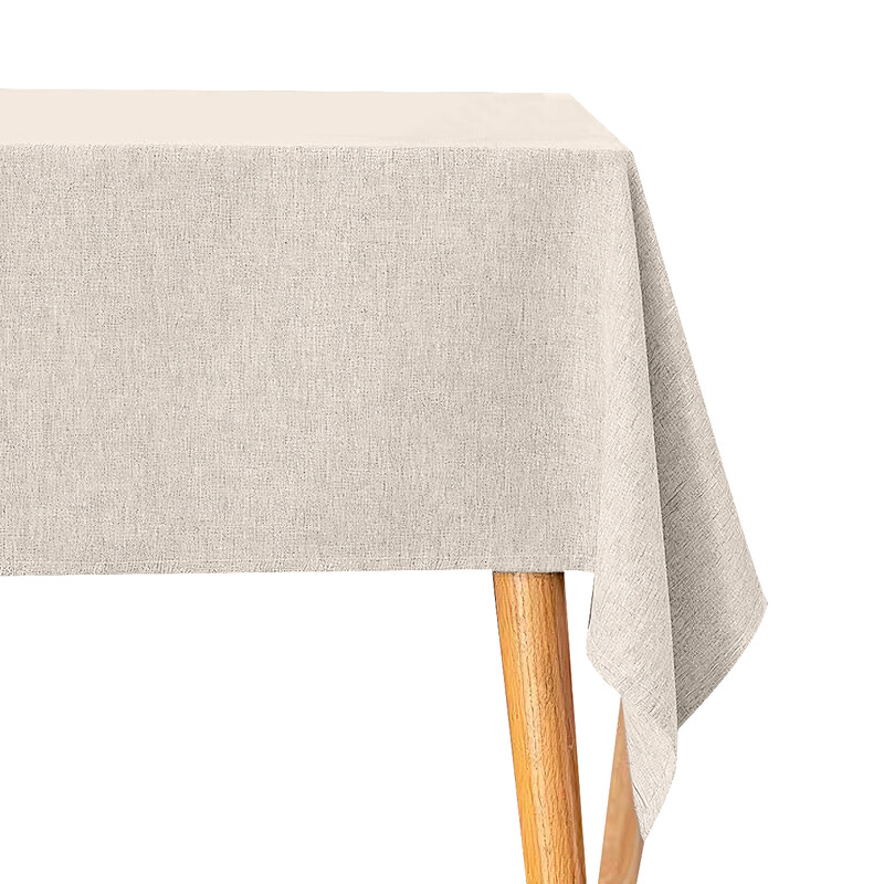 Washable Tablecloth, Linen Look, Polyester Tablecloth, Water-Repellent with Lotus Eff