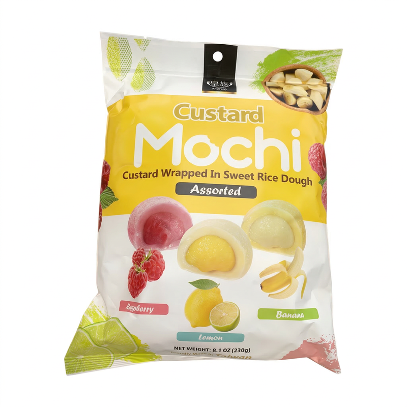 Royal Family Royal Custard Mochi, Raspberry, Banana & Lemon Flavors, 230G