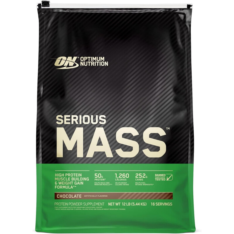 Optimum Nutrition Serious Mass Gewichtszunahme-Unterstützung Schokoladenpulver-Geschmack - 5,45 kg