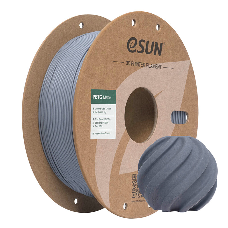 eSUN Mat PETG 3D-printing Filamenten 1,75 mm - Donkergrijs 1 kg, Kosteneffectief Matte Afwerking Inlopend 3D-printing Materiaal Geschikt Voor Buiten Snelle Levering
