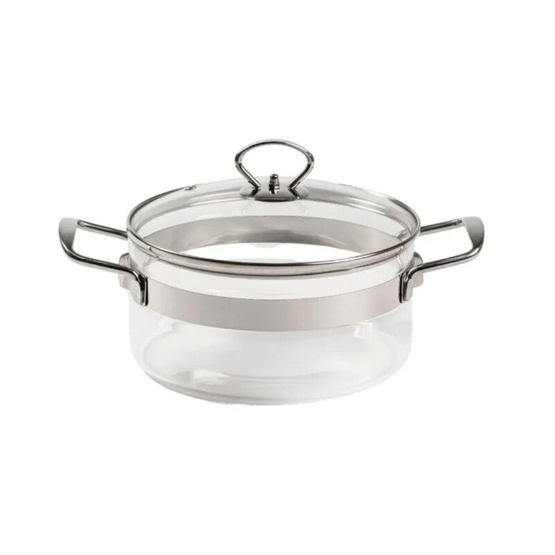 Belissam Marmite en verre borosilicate tous feux et four avec couvercle et sans PFAS/PTFE 20 cm - 2,5 L