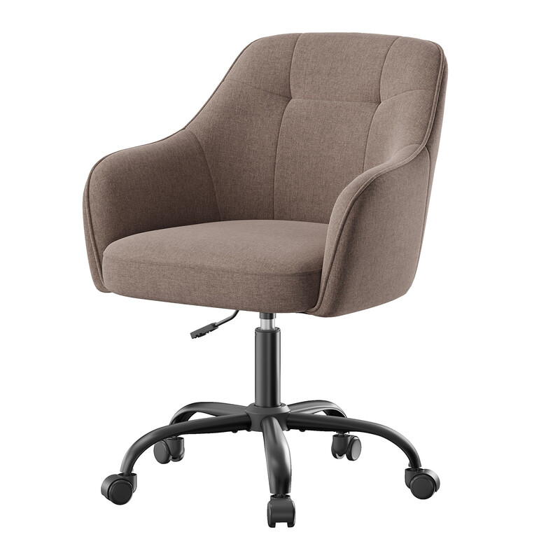 Ochama Ergonomische Bureaustoel, Verstelbare Hoogte en Draaibaar, Ademend Textiel, voor Slaapkamer of Studiekamer, Bruin