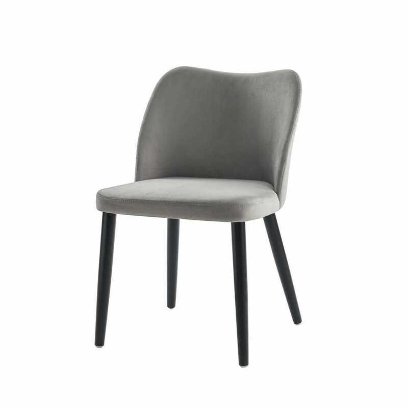 HULALA HOME Modern Velvet Dining Chair Ergonomic Upholstered Dining Chairs with Metal Legs for Living Room Home Kitchen Restaurant, Set of 2 GRAY