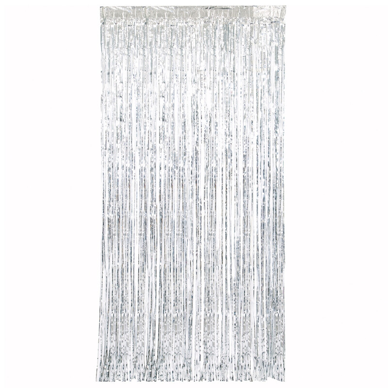 Unique Fringe Door Curtain, Silver, 1m x 2m