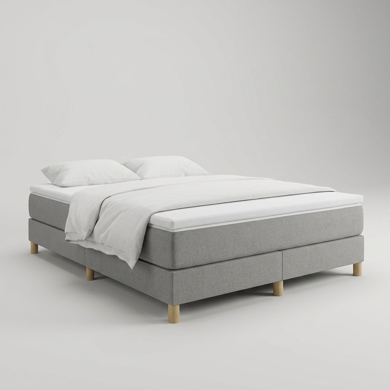 vidaXL Boxspring-Bettrahmen 140 x 200 cm, hellgrauer Stoff, integrierte Lattenrost