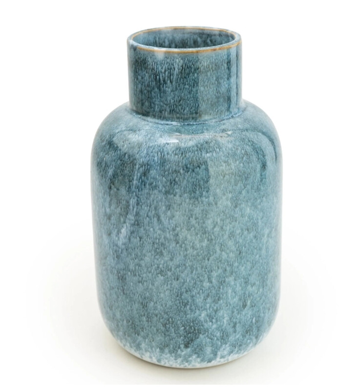 Candlelight Blue Vase Bottle Neck Glazed H:25cm