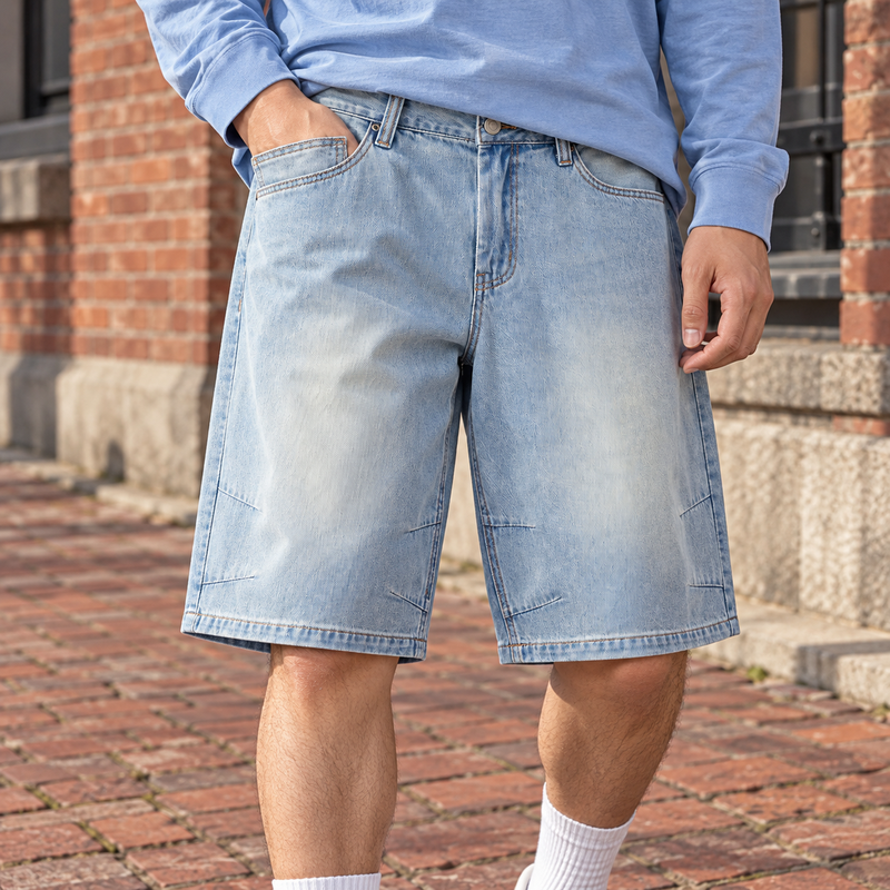 SEMIR Heren Loose Jeansshort Denim Lichtblauw 28