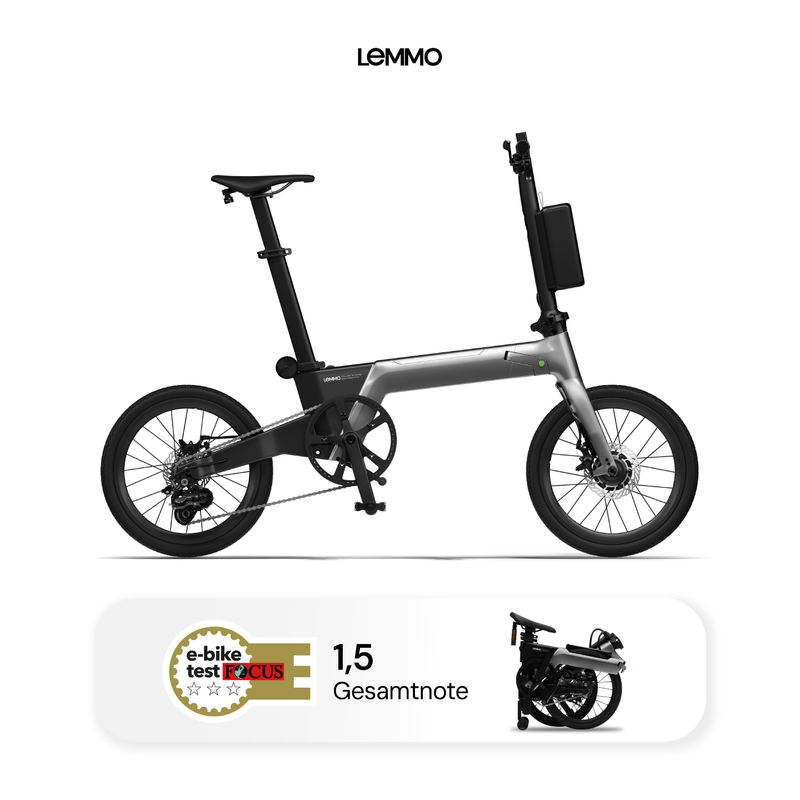 LEMMO Zero Space Grey Carbon Opvouwbare E-Bike, 16", 30 km Actieradius, 68 cm 73 cm 32,4 cm