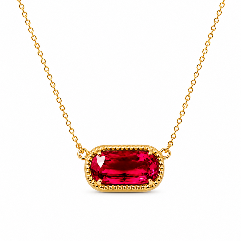 VoxorAI Hypoallergenic Natural Zirconia Gold Necklace for Women Red Zirconia Wholesale Ins-Style Luxury Collarbone Chain with Crystal Pendant
