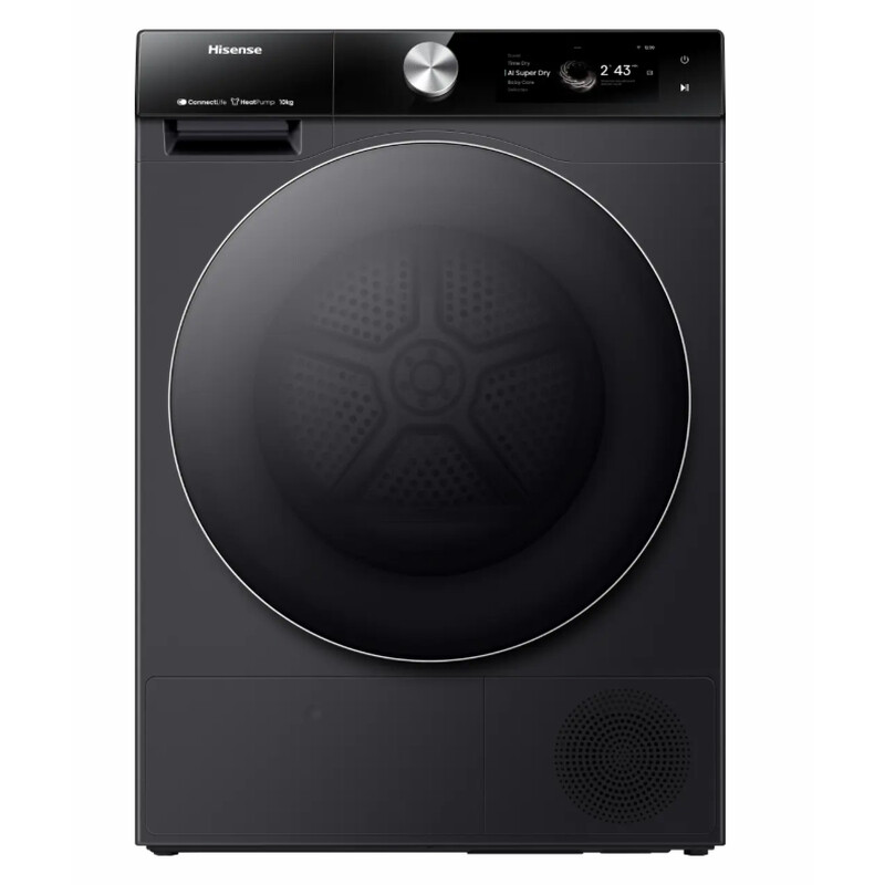 Hisense Dh7s107bb 10 Kg Wärmepumpentrockner – Smart Wi-Fi, Ai Auto Dry, Anti-Falten, Tft-Display, Premium Schwarz