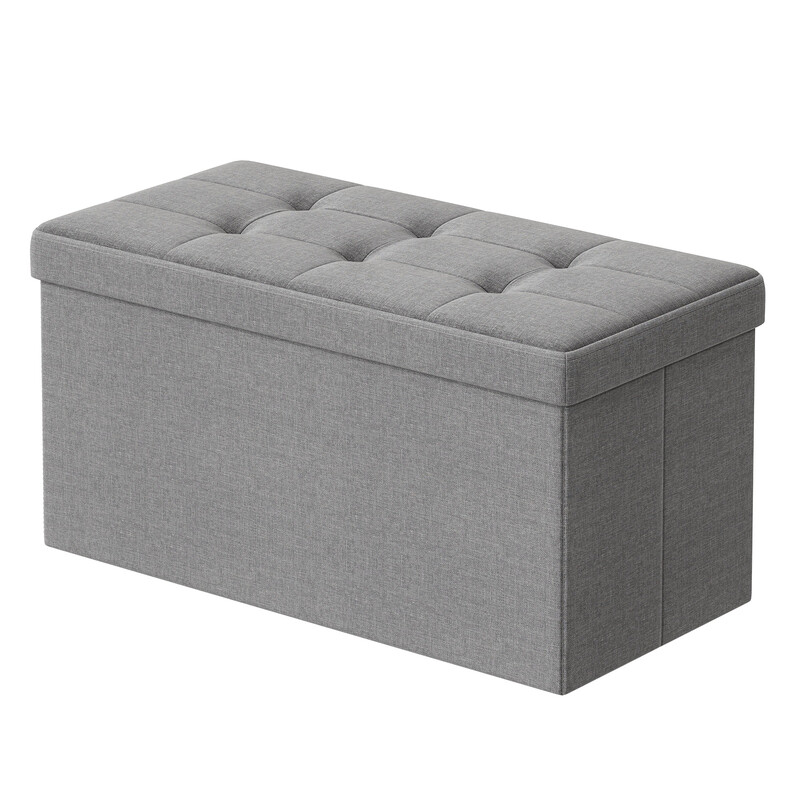 JOYFURNOS Opbergbank, 38 x 76 x 38 cm, Bankje voor Voeteneinde van het Bed, Opbergkist, voor Woonkamer, Slaapkamer, Hal, Lichtgrijs