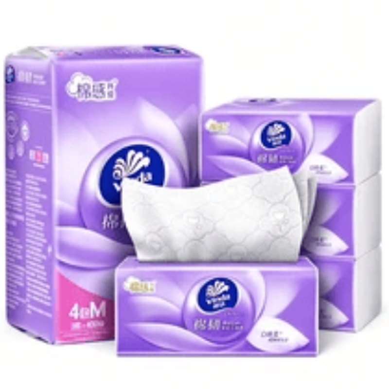 Vinda Cotton Soft & Strong gezichtstissues, 3-laags, maat M, 100 vellen per pak, 4 pakken per bundel