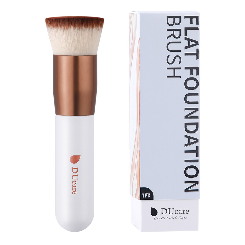 Ducare Gold/White Foundation Brush - Flat Top Kabuki Makeup Brush For Liquid & Mineral Foundation, Synthetic Professional Makeup Tool (Rose )