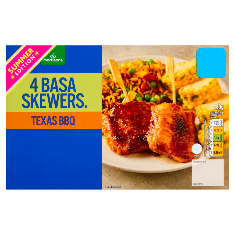 Morrisons Bbq Basa Skewers 250G