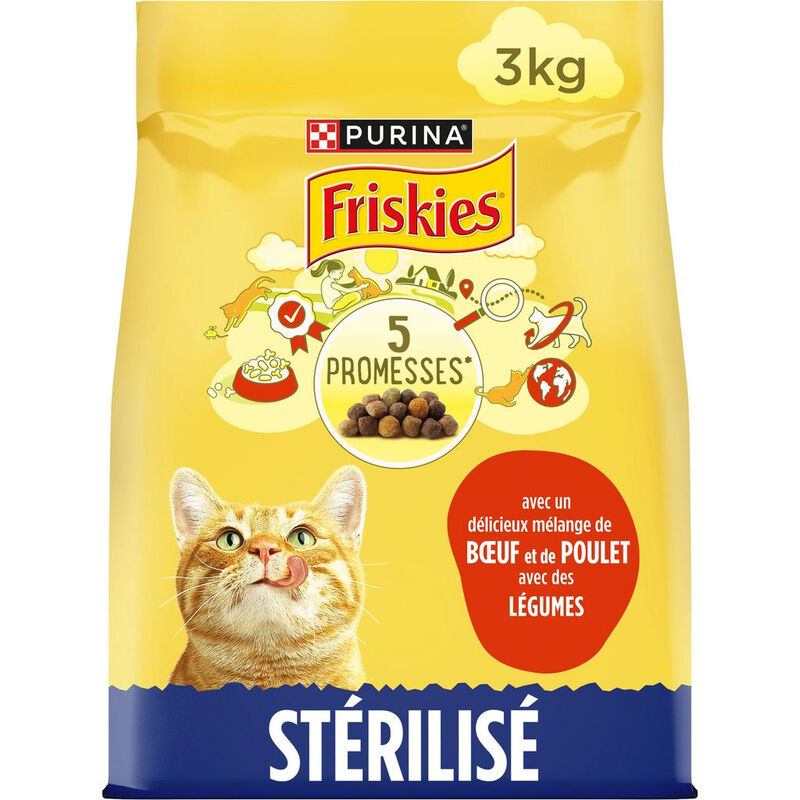 FRISKIES (ALIM CHAT) CROQUETTE CHAT STERILISE BOEUF POULET LEGUME1 SAC 3 KG