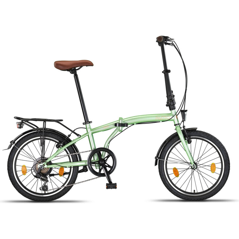 PACTO TEN - 20 Zoll hochwertiges Faltfahrrad Stahlrahmen 6 Speed Shimano Gänge faltbares Citybike Klapprad Faltrad Fahrrad Folding Hollandrad Minze
