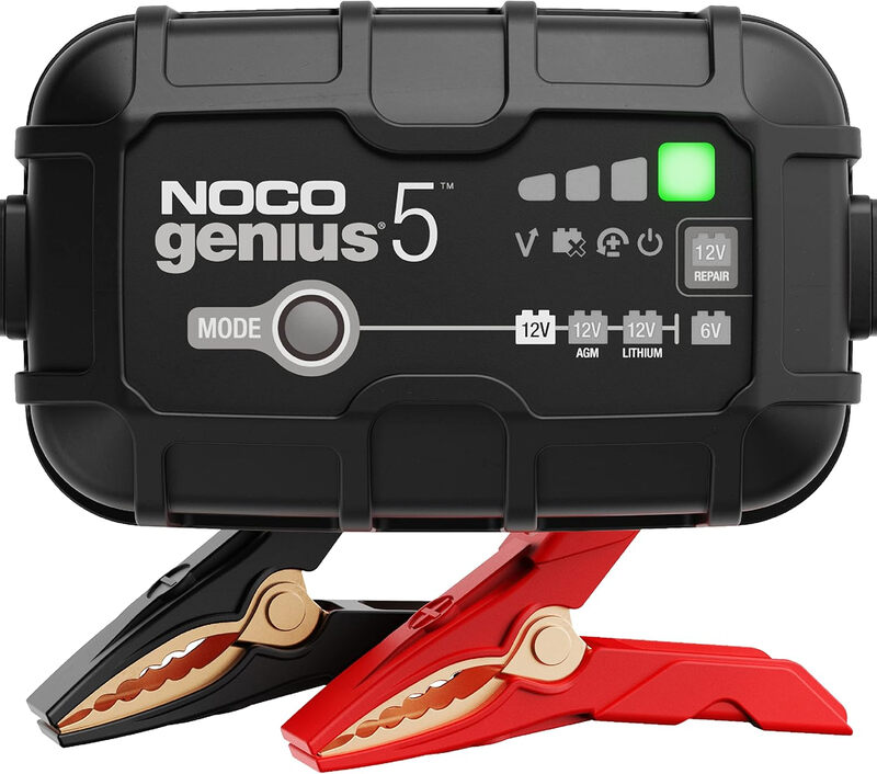 NOCO GENIUS5: 5 A Akkuladegerät für Auto & Motorrad — 6 V/12 V Wartungsladegerät & Entkalker — Für AGM, Lithium (LiFePO4) & Start-Stopp-Akkus