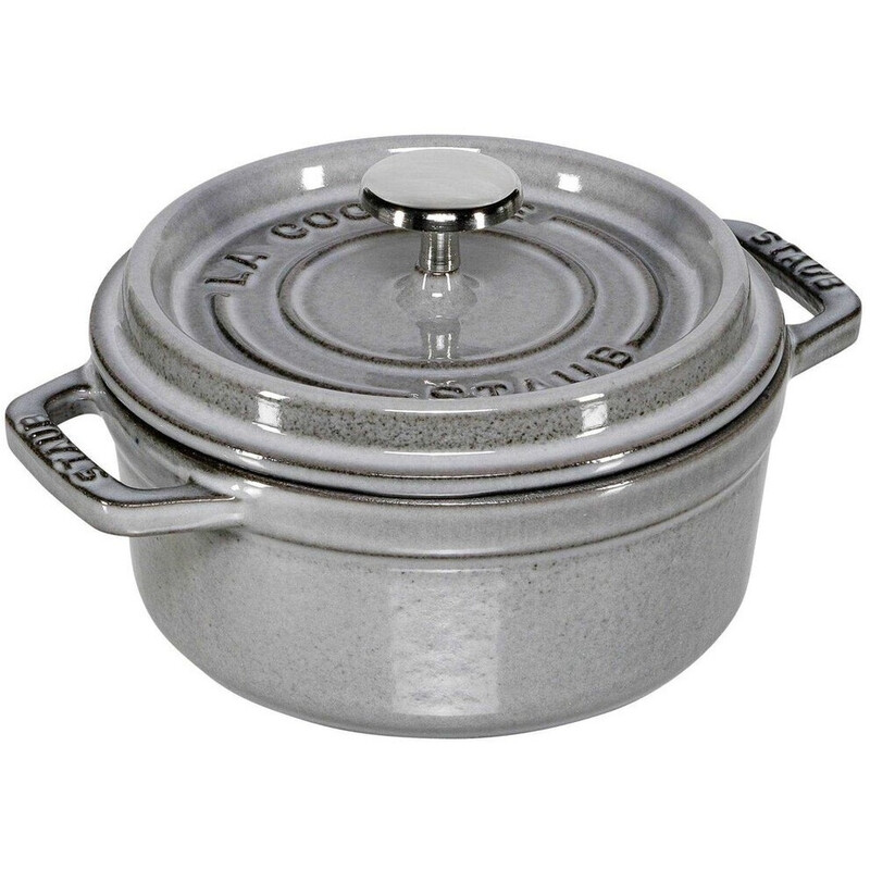 STAUB Gusseisen-Kocotte, runde Form, 12 cm / 0.4 L, Graphitgrau, induktionsgeeignet, ovenfest bis 240°C und spülmaschinenfest