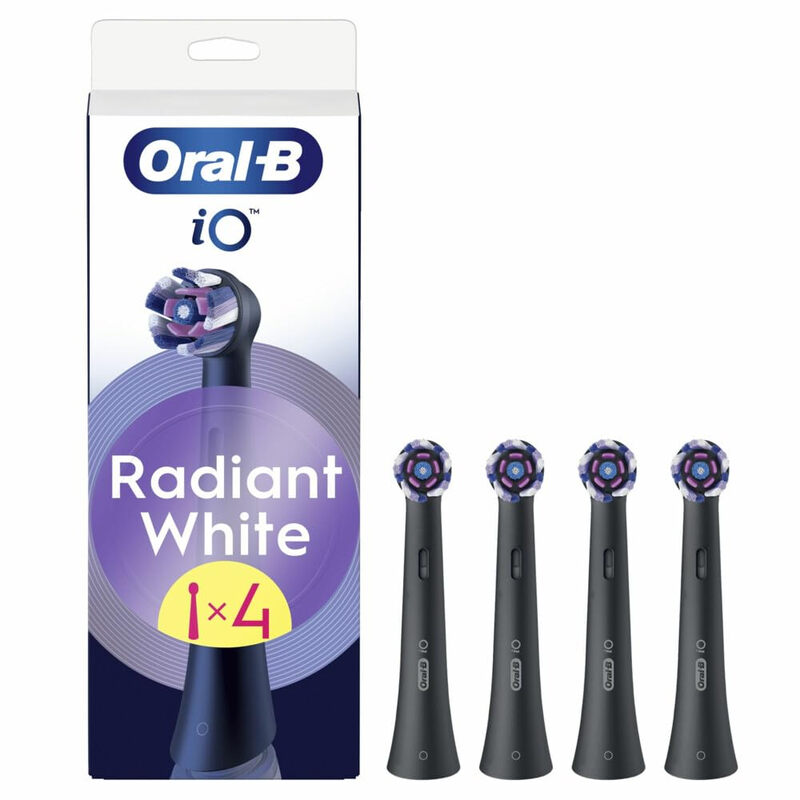 Oral-B 4 x Original Schwarze Strahlende Ersatz-Aufsteckbürsten für Oral-B IO Elektrische Zahnbürsten mit fortschrittlichen Polierblättern zur Zahnaufhellung