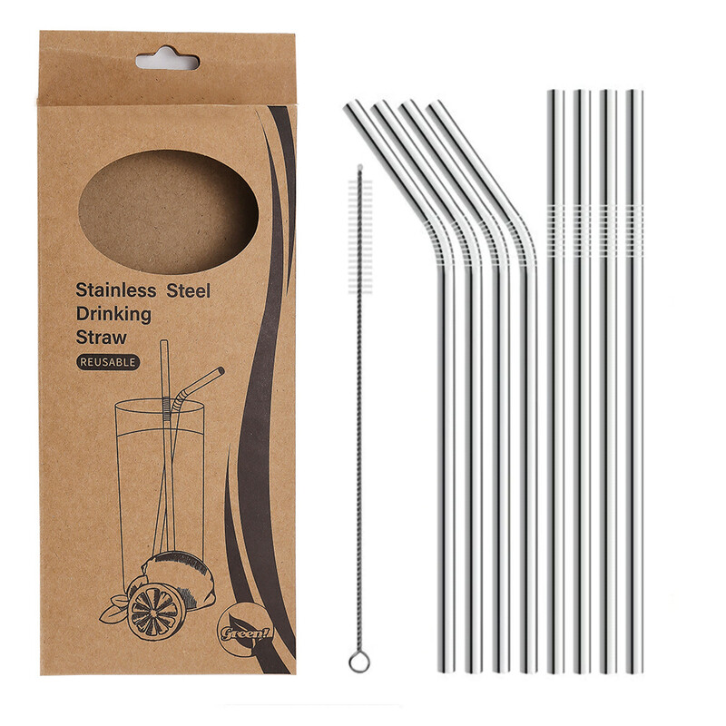 outdoor Stainless Steel Straw Set Coffee Beverage Gift Set 9-piece Set