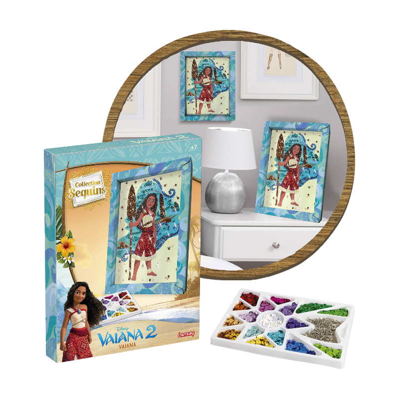 Collection Sequins - Kit de Loisir Créatif Disney Vaiana pour Enfants - Activité Manuelle avec Paillettes à Gratter