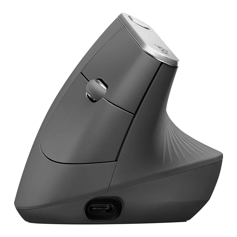 Logitech MX Vertical ergonomische Maus, kabellos, Bluetooth & USB-Empfänger, 4000 DPI-Sensor, wiederaufladbar, für mehrere Geräte (Windows, macOS, iPadOS), Graphit