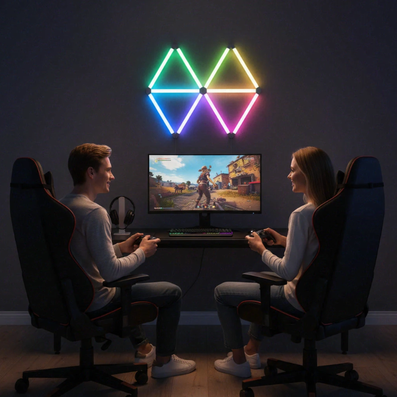 Intelligent WiFi Wandleuchten, 6 Stück, Musik-Sync Mehrfarben, über 40 Dynamische Szenen, Funktioniert Mit Alice Alexa Und Google Assistant, Home Decor LED-Lichtleiste für Gaming Party Club Bar Home