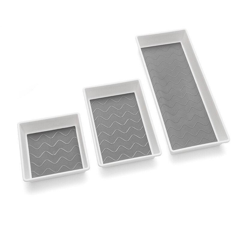Addis Premium Tidy Drawer Bins Set of 3 White/Grey