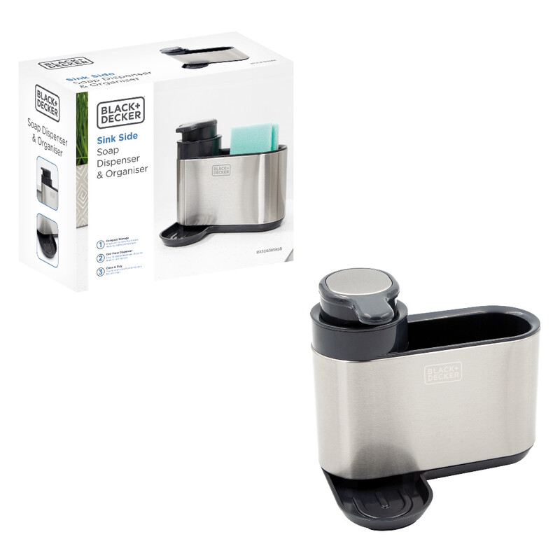 BLACK + DECKER Sink Tidy with Dispenser Stainless Steel