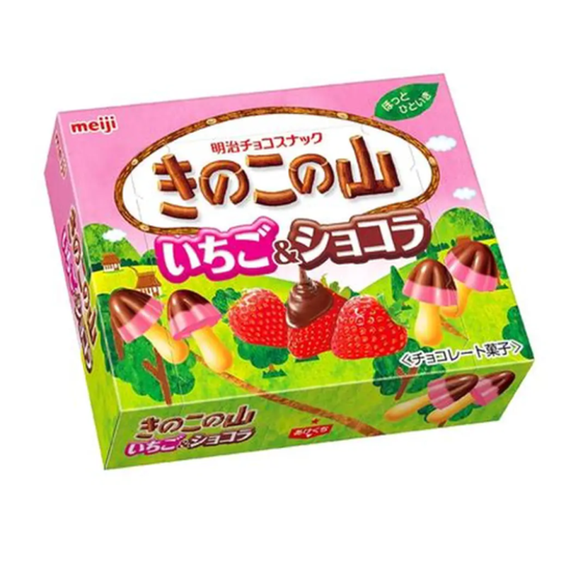 Meiji Pilzförmiger Schokoladen-Erdbeer-Keks 64 g