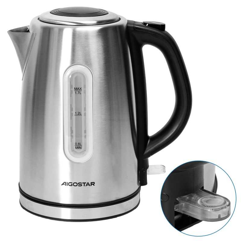Electric kettle/Stainless steel/2200W/1.7L/Black&Silver/VDE/Queen