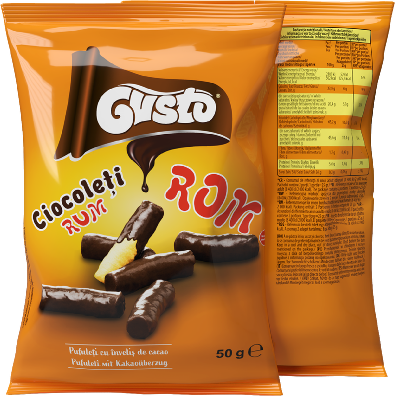 Gustavo Gusto gepofte biscuitjes met cacao en rumcoating 50 g