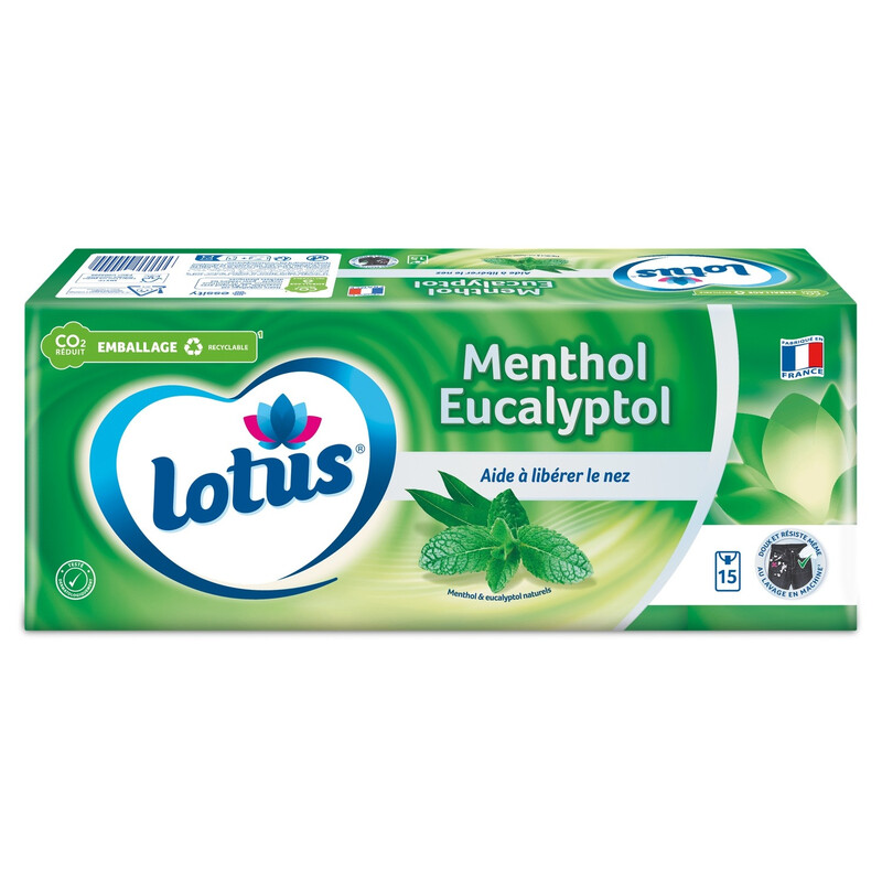 Mouchoirs Doux Menthol Eucalyptol Fsc Lotus Les 15 Étuis De 9 Mouchoirs - vue 2