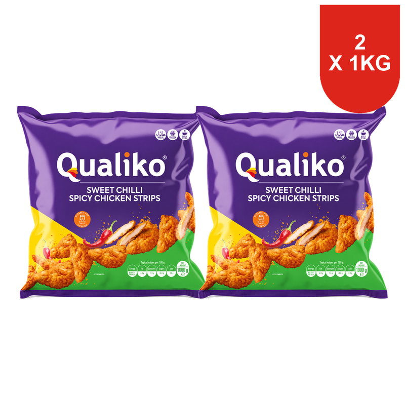 Qualiko Diepvries Zoete en Chili Kipreepjes 1 kg x 2
