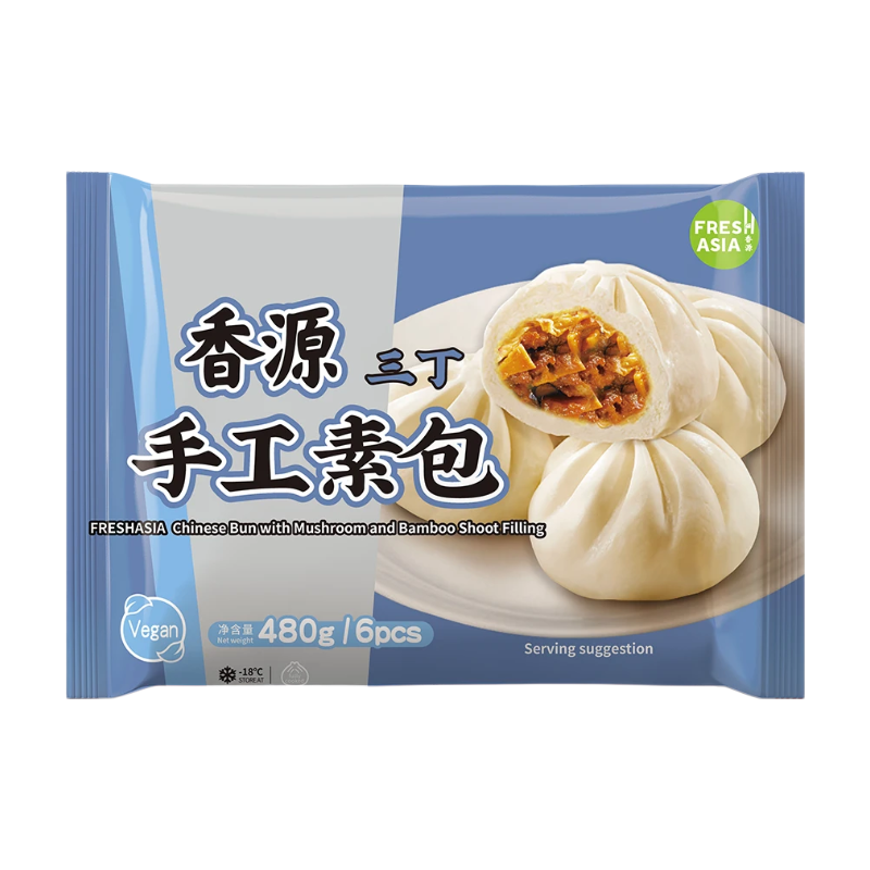 FRESHASIA Chinese broodje met vulling van paddenstoel en bamboescheut 480 g/pak