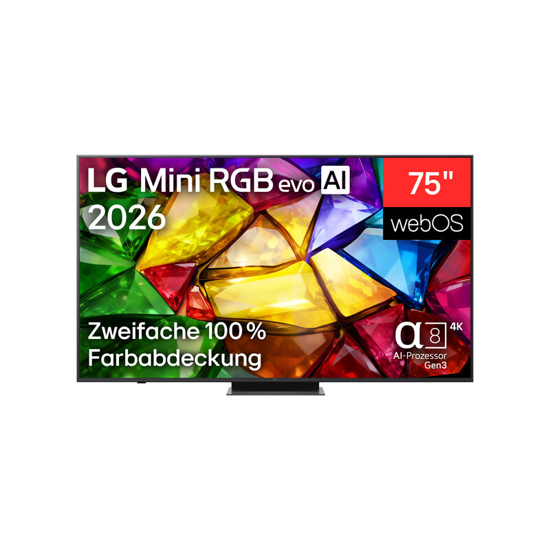 75MRGB86B9ALG 75 Zoll 4K Mini Rgb Evo Ai Tv, α8 Gen3 4K Ai Prozessor, Dolby Vision & Atmos, 144 Hz, WebOS 26