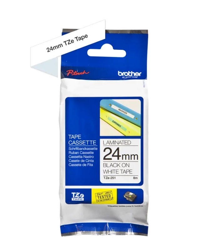 Brother labelprinter-tape zwart op wit - TZE-251