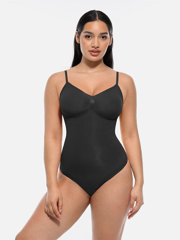 Tummy Control Seamless Lightweight Thong Bodysuit shapewear for Ladies 3XL/4XL Black,