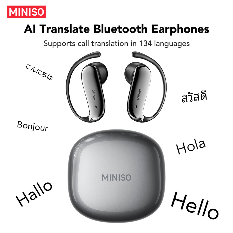 MS218 134 Sprachen Echtzeit-KI-Übersetzer-Ohrhörer, OWS Open-Ear Bluetooth 6.0 Kopfhörer mit KI-Geräuschunterdrückung, 3D-Spatial-Audio Kabellose Kopfhörer für Reisen und Business (Gunmetal)