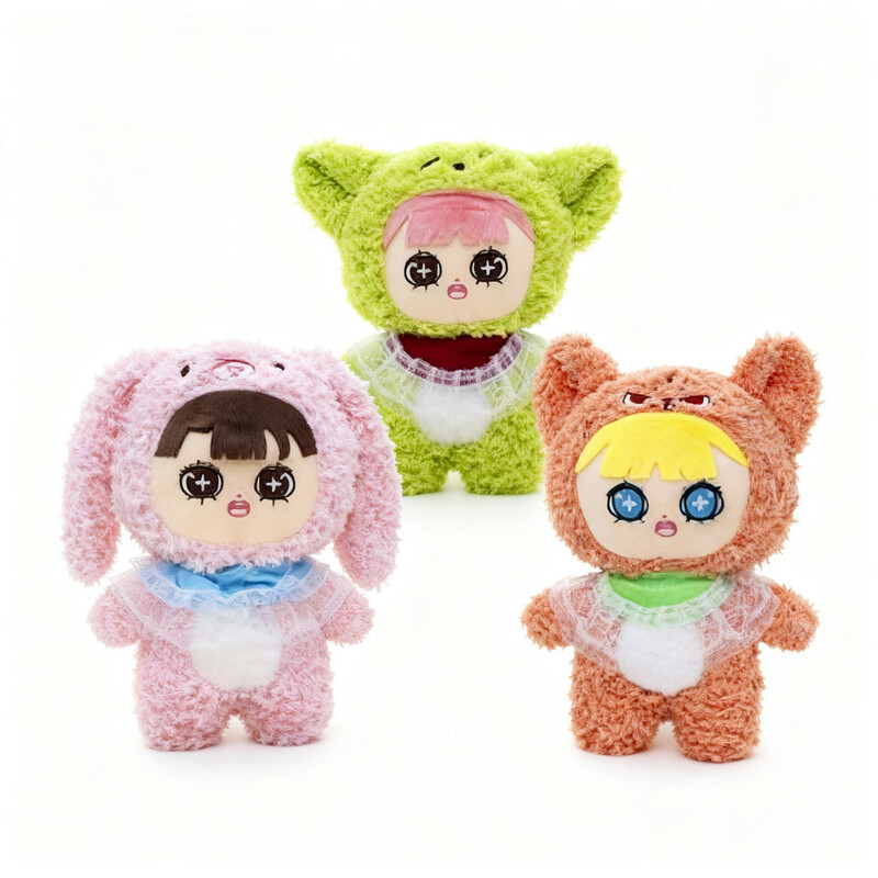 Peluche Poupée aux gros yeux déguisée en animal, modèle aléatoire - 23 cm